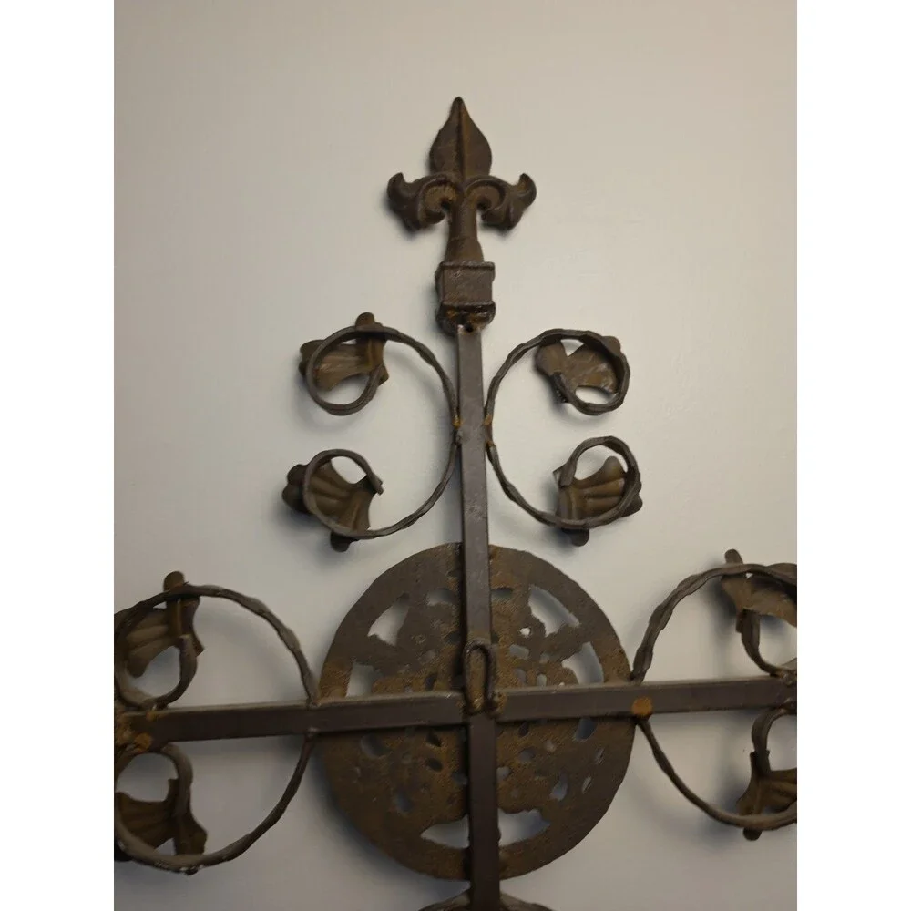Vintage Heavy Cast Iron Cross Ornate Large 29.5